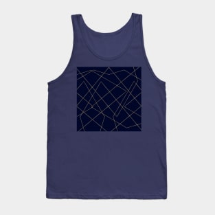 Blue Gold Geometric Strokes Modern Design Tank Top